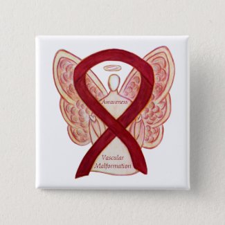 Vascular Malformation Awareness Ribbon Angel Pin