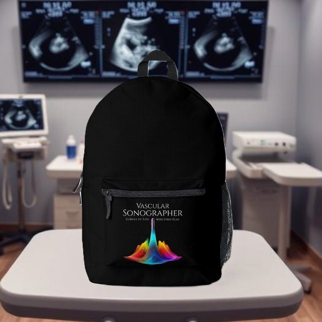 Vascular Sonographer-Colorful Ultrasound Waves Printed Backpack (Vascular Sonographer-Colorful Ultrasound Waves Printed Backpack)