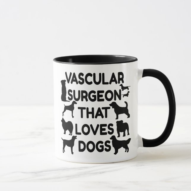 Vascular Surgeon Loves Dogs Mug (Right)
