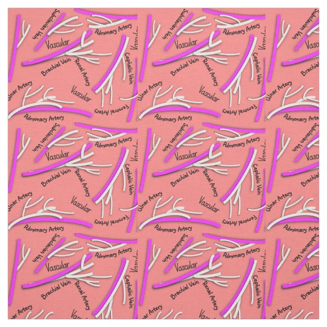 Vascular Veins and Arteries Pink Fabric (Swatch)