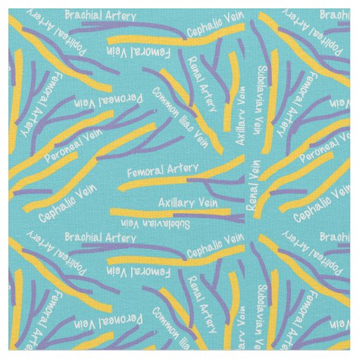Vascular Veins and Arteries Turquoise Fabric