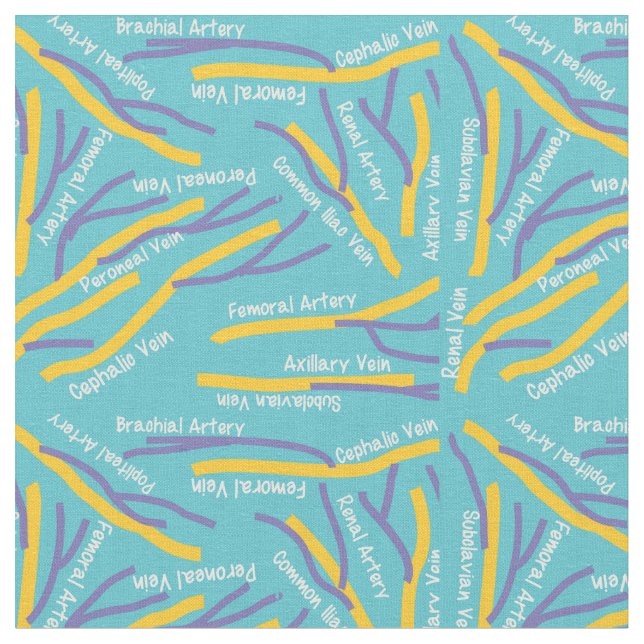Vascular Veins and Arteries Turquoise Fabric (Close Up)