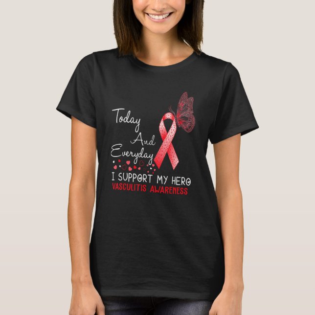 Vasculitis Awareness I Support My Hero Butterfly T-Shirt (Front)