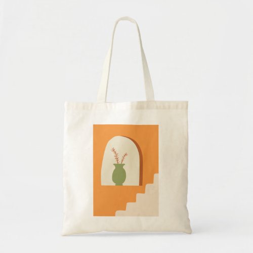 Vase and steps geometrical design tote bag