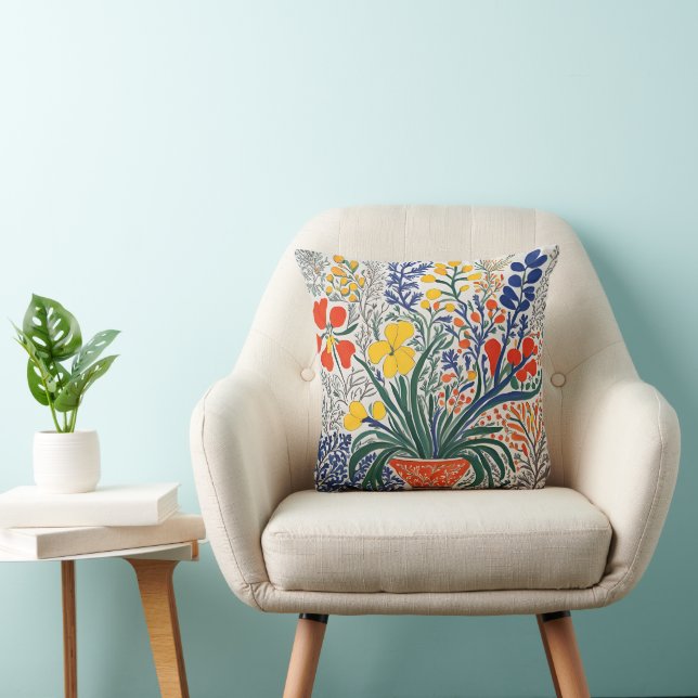 Vase and Wild Flowers  Throw Pillow (Chair)