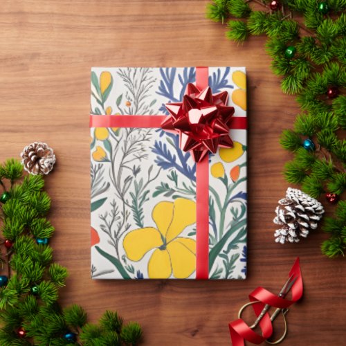 Vase and Wild Flowers  Wrapping Paper