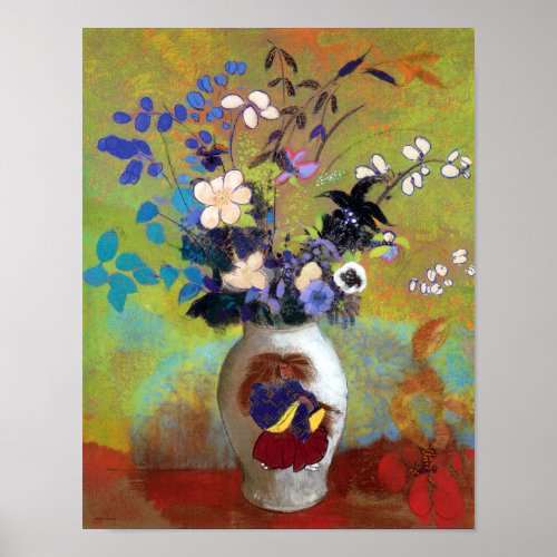 Vase au Guerrier Japonais Flower Fine Art Print