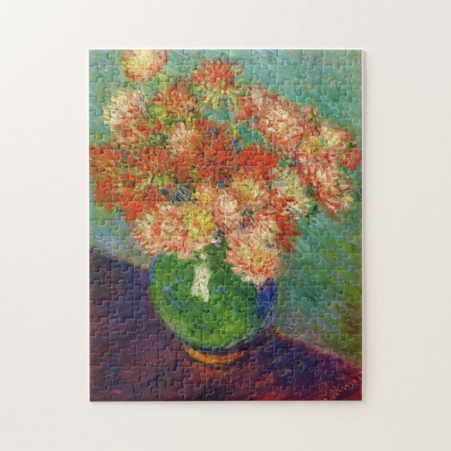 Vase of Chrysanthemums Monet Fine Art Jigsaw Puzzle (Vertical)