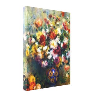 Vase of Chrysanthemums Renoir Fine Art Canvas Print