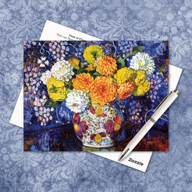 Vase Of Dahlias Théo van Rysselberghe Postcard (Creator Uploaded)