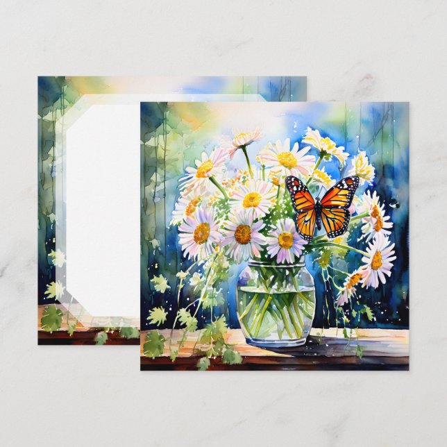 Vase of Daisies Pretty Floral Blank  Card (Front/Back)