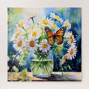 Vase of Daisies Pretty Floral Jigsaw Puzzle