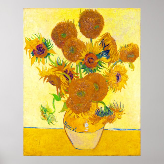 Vase of Fifteen Sunflowers, Van Gogh Poster (Front)