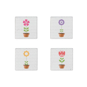 Vase Of Flower Magnet - Set Of 4