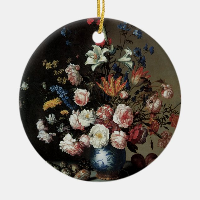 Vase of Flowers by a Window, Balthasar van der Ast Ceramic Ornament (Front)
