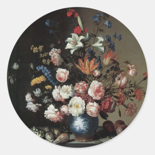 Vase of Flowers by a Window Balthasar van der Ast Classic Round Sticker