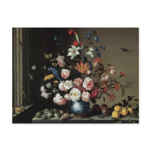 Vase of Flowers by a Window, Balthasar van der Ast Postcard