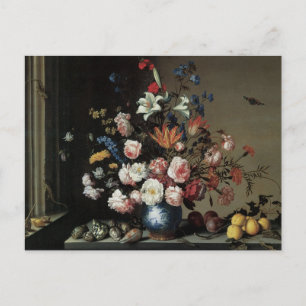 Vase of Flowers by a Window, Balthasar van der Ast Postcard