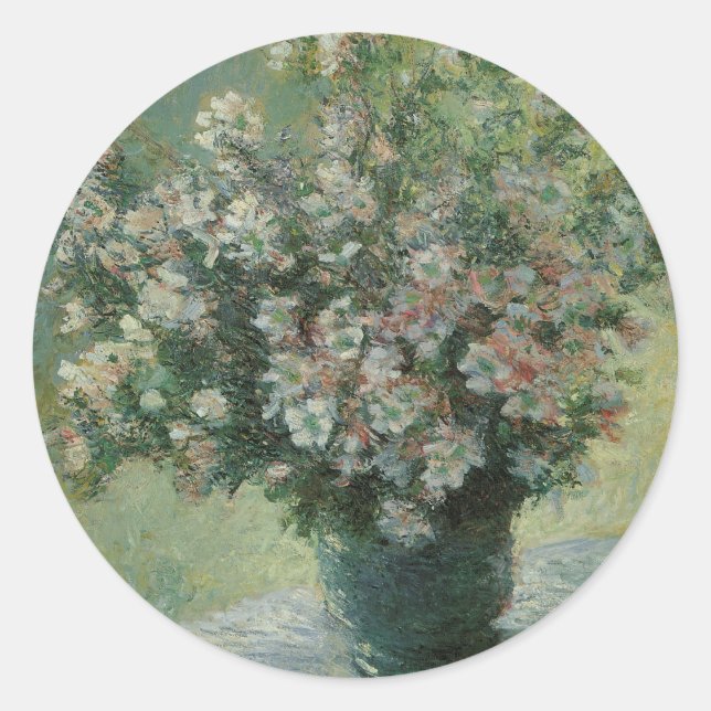 Vase of Flowers by Claude Monet Classic Round Sticker (Front)