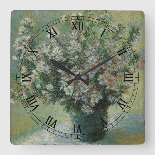 Vase of Flowers by Claude Monet Square Wall Clock (Front)
