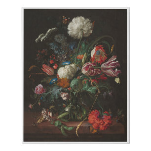 Vase of Flowers by Jan Davidsz de Heem in 1660 Faux Canvas Print