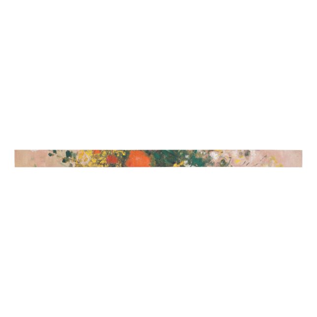 Vase of Flowers by Redon Post-Impressionist Grosgrain Ribbon (Front)
