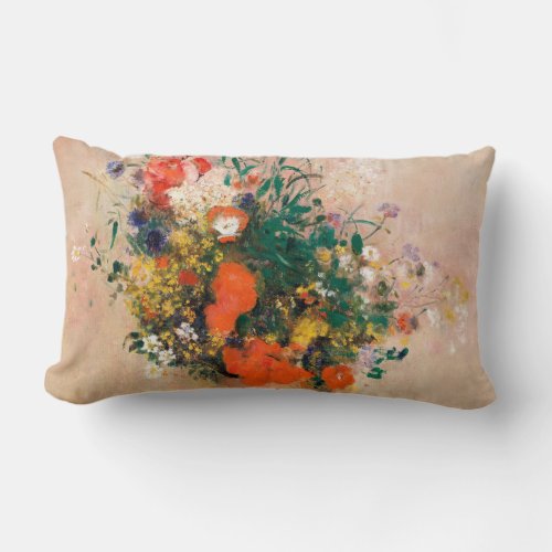 Vase of Flowers by Redon Post_Impressionist Lumbar Pillow