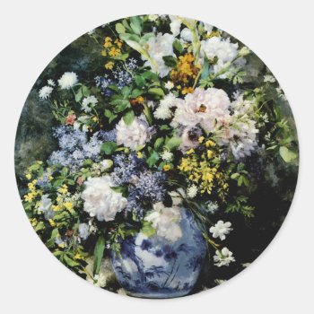 Vase Of Flowers Classic Round Sticker by SunshineDazzle at Zazzle