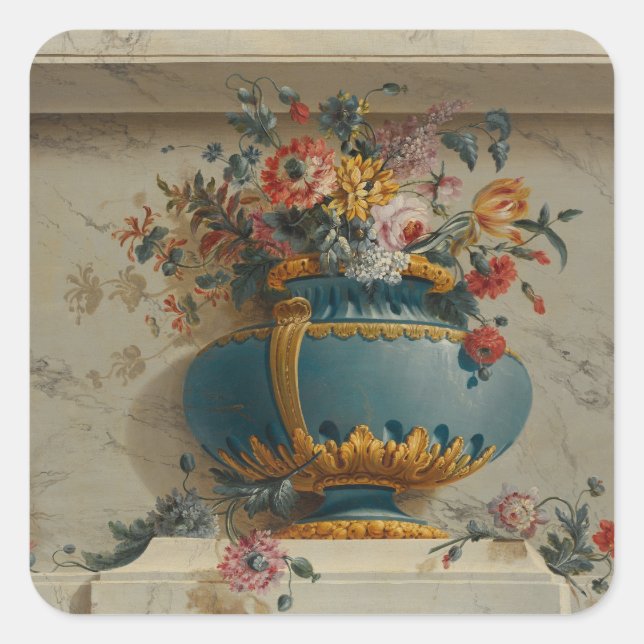 Vase of Flowers in a Niche Square Sticker (Front)