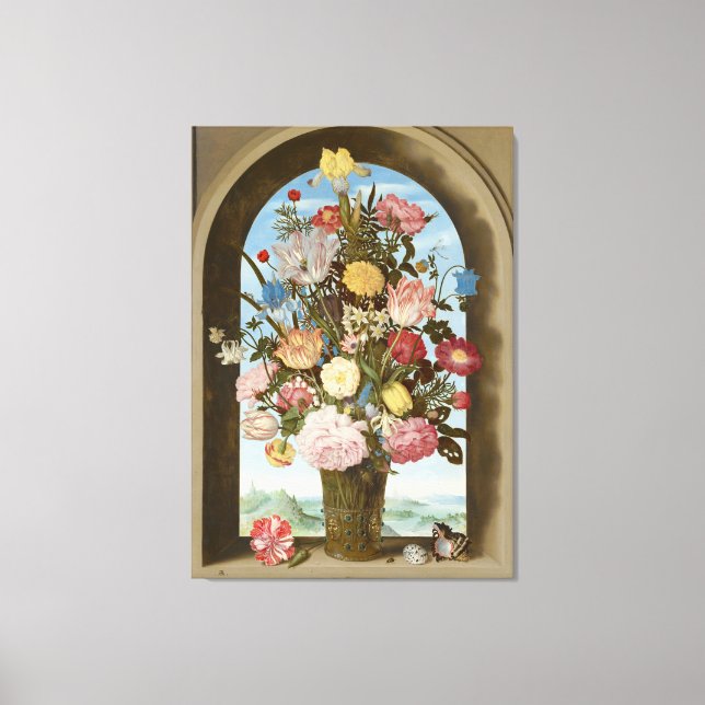 Vase of Flowers in a Window, c.1618 Canvas Print (Front)