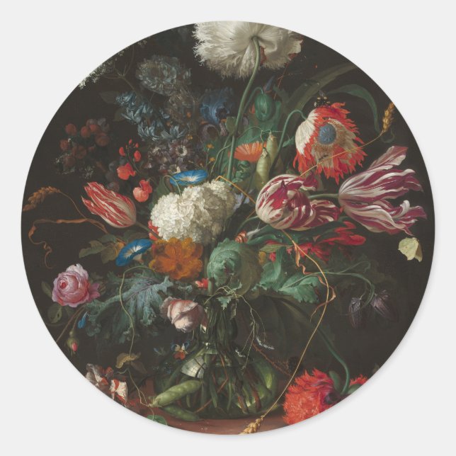 Vase of Flowers - Jan Davidsz. de Heem Classic Round Sticker (Front)