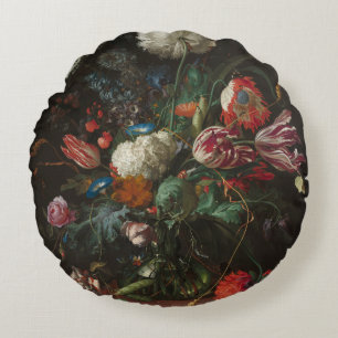 Vase of Flowers - Jan Davidsz. de Heem Round Pillow