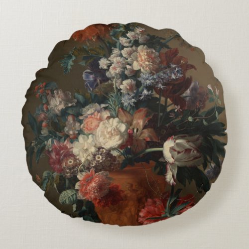 Vase of Flowers _ Jan van Huysum Round Pillow