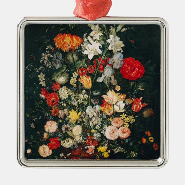 Vase of Flowers Metal Ornament (Front)