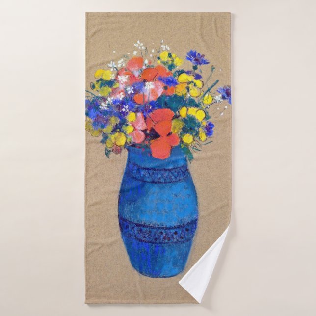 Vase of Flowers, Redon Bath Towel (Bath Towel)