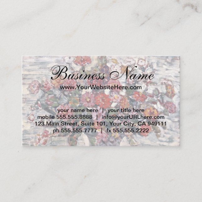 Vase of Flowers, Zinnias by Maurice Prendergast Business Card (Front)
