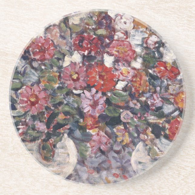 Vase of Flowers, Zinnias by Maurice Prendergast Drink Coaster (Front)