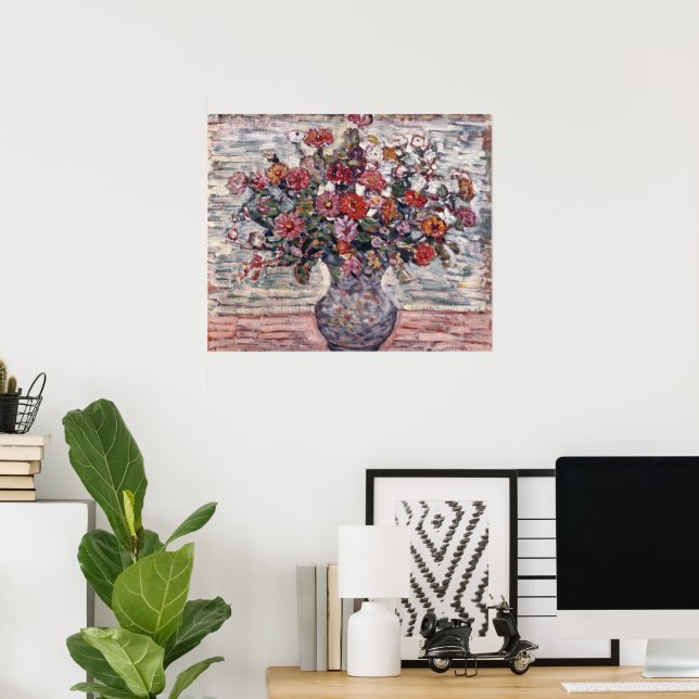 Vase of Flowers, Zinnias by Maurice Prendergast Poster (Home Office)