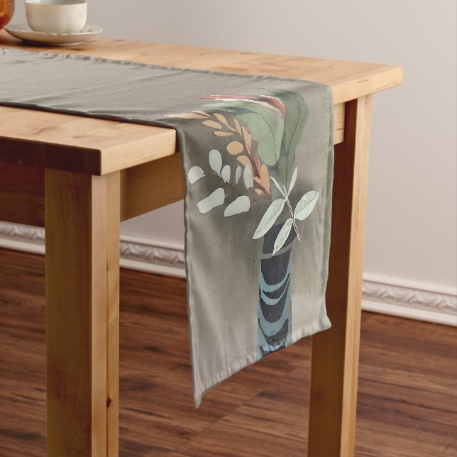 Vase of leaves minimalist art  short table runner (In Situ)