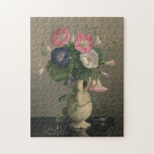Vase of Morning Glories Color Jigsaw Puzzle