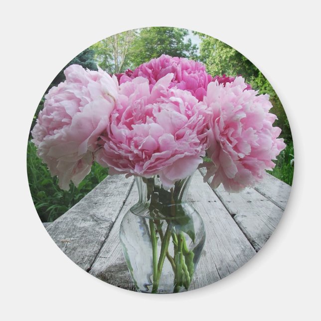Vase of Pink Peonies Magnet (Front)