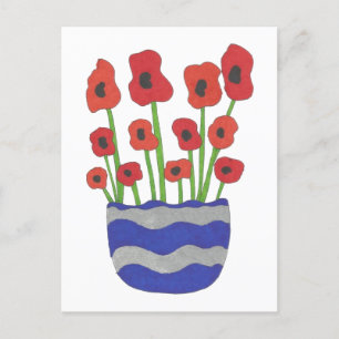 Vase of Poppies Contemporary Art Postcard