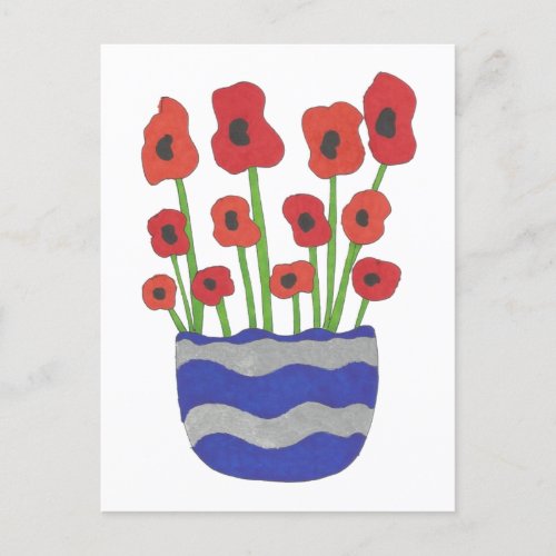 Vase of Poppies Contemporary Art  Postcard