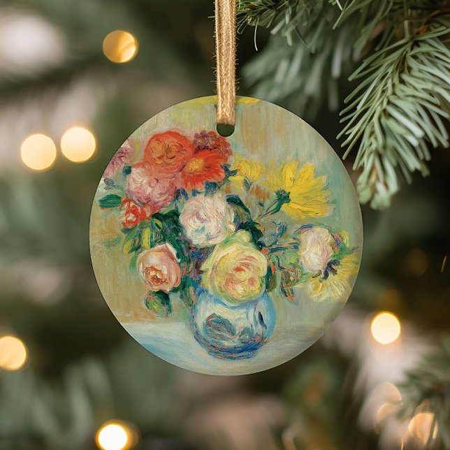 Vase of Roses and Dahlias | Renoir Ceramic Ornament (Creator Uploaded)