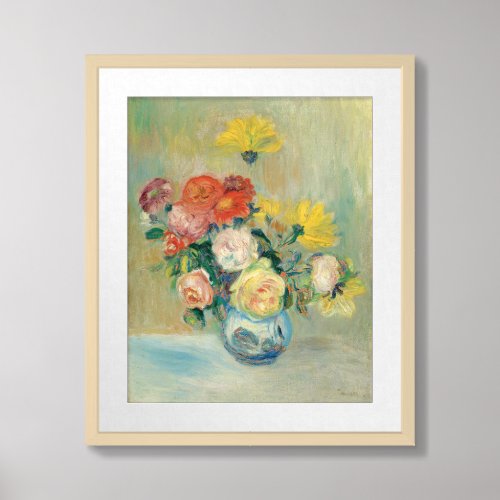 Vase of Roses and Dahlias  Renoir Framed Art