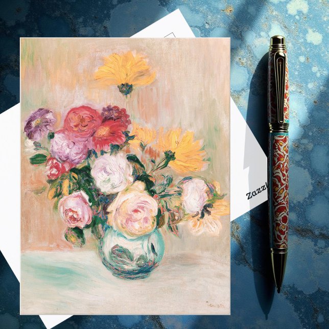 Vase Of Roses And Dahlias, Renoir  Postcard (Creator Uploaded)