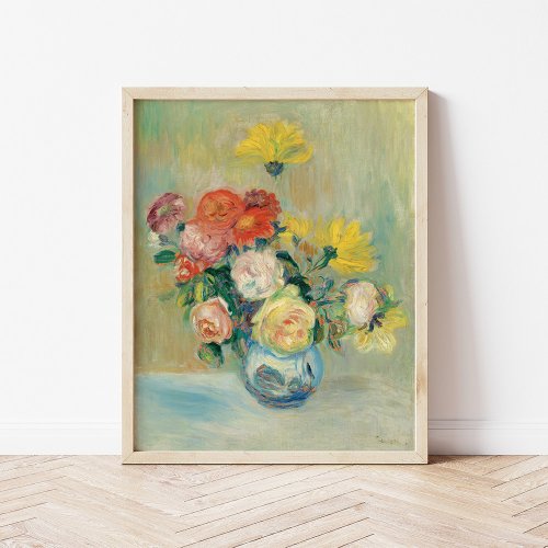 Vase of Roses and Dahlias  Renoir Poster