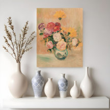 Vase Of Roses And Dahlias, Renoir