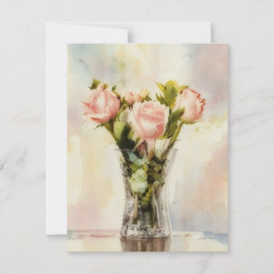 Vase of Roses Art Note Card Set