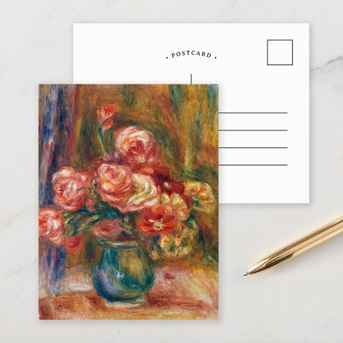 Vase of Roses  Renoir Postcard